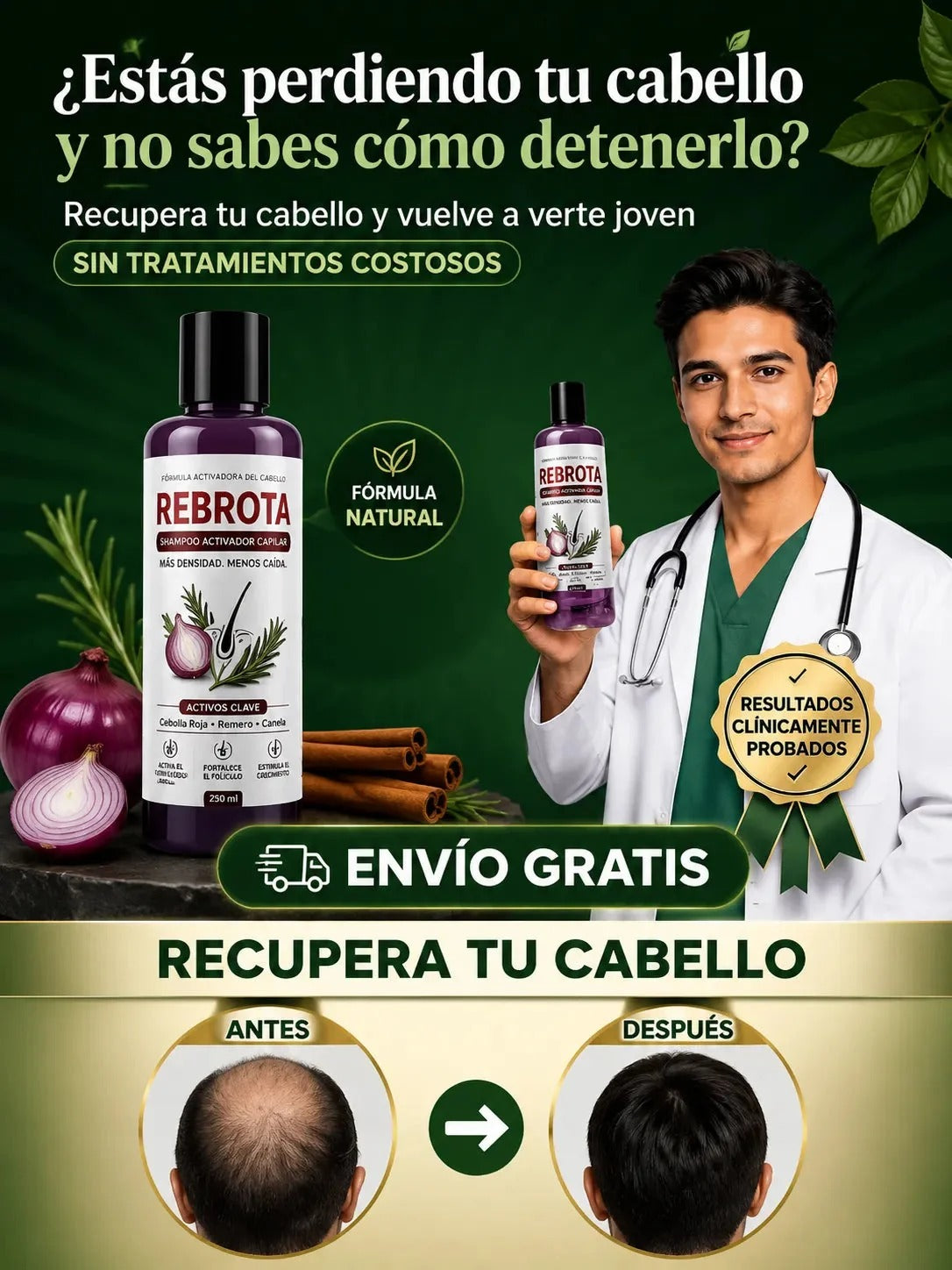 Shampoo de Cebolla Rebrota - Fortalecimiento Capilar y Control de Caída