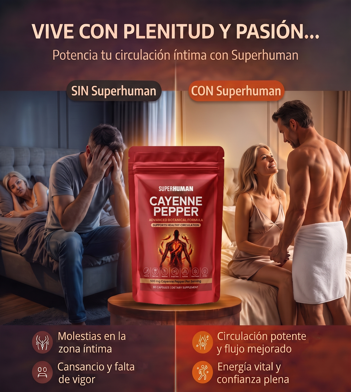 Cayenne Pepper - Fórmula Botánica de Alta Potencia - Apoya el Rendimiento Íntimo Pleno