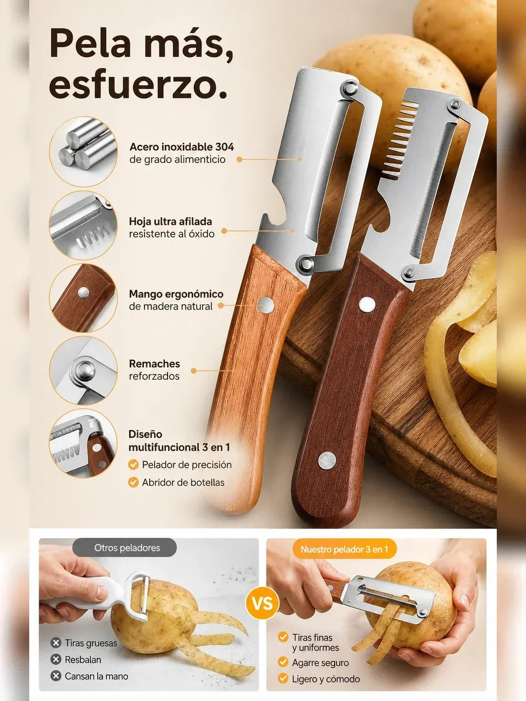 Set de Pelador de Verduras + Abridor Premium (2 piezas)
